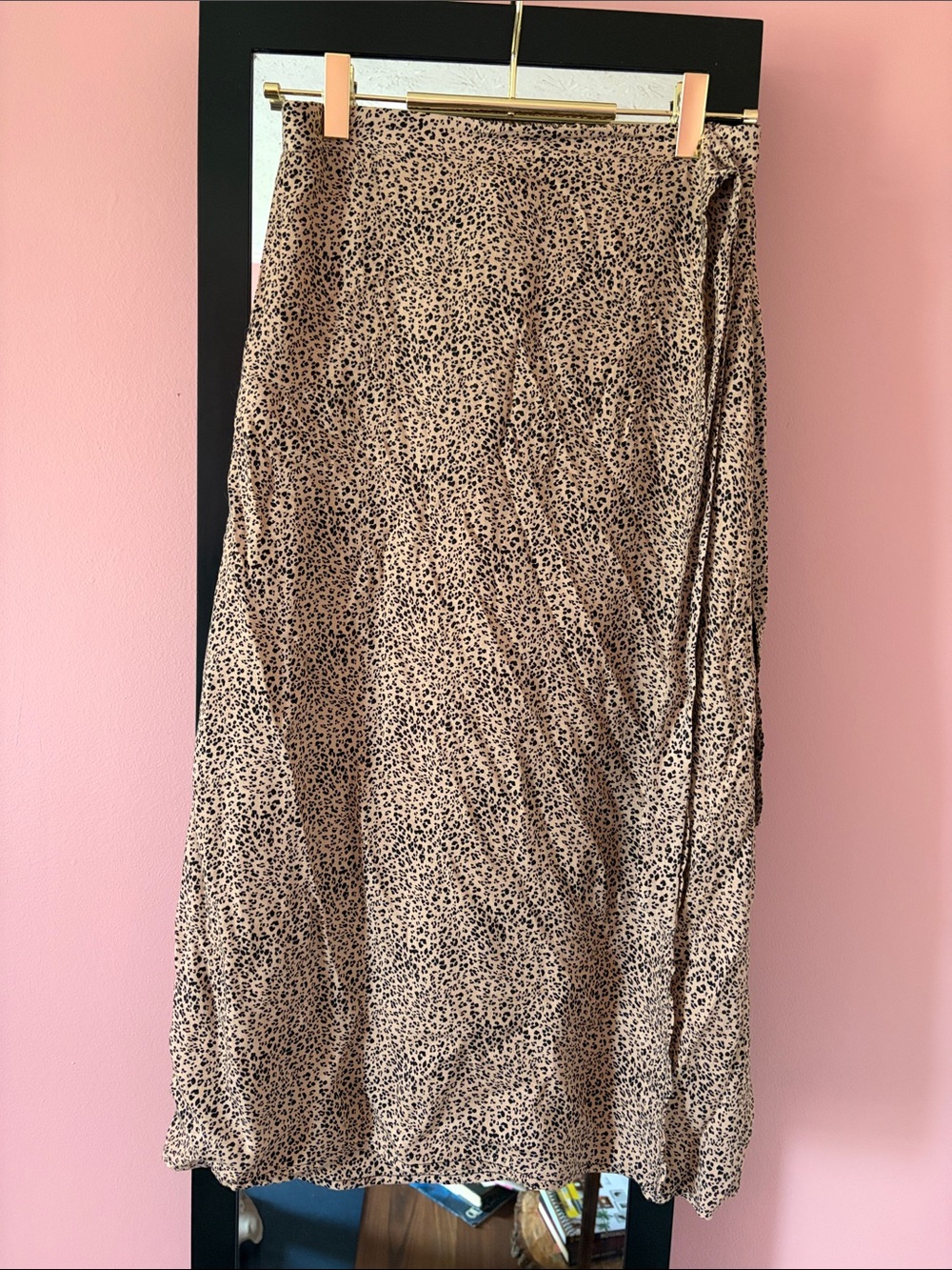 Animal Print Wrap Midi Skirt